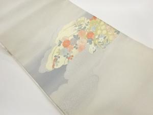 綴れ雲に秋草模様織出し名古屋帯